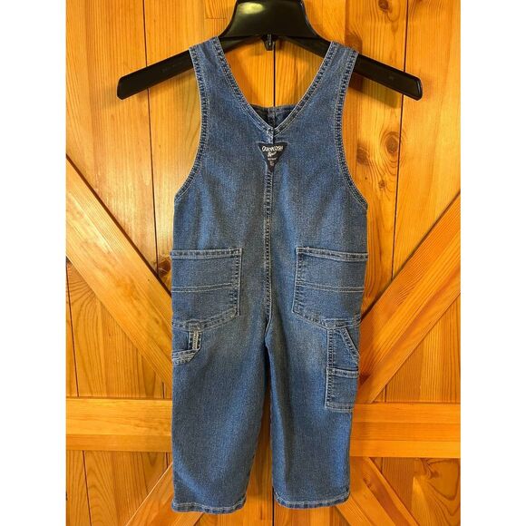 VINTAGE OshKosh B'Gosh Boys Denim Vestbak Overalls Medium Wash Size 2T (5310) - Picture 4 of 7